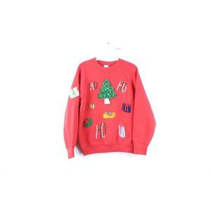 Vintage 80s Ugly Christmas Sweater Christmas Sweatshirt Red USA